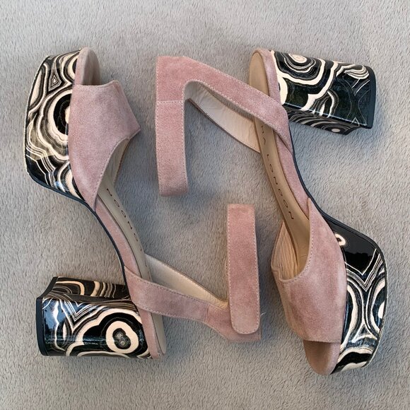 Sacha London Genuine Suede Platform Heel Sandals Sz 7.5 - Picture 9 of 16